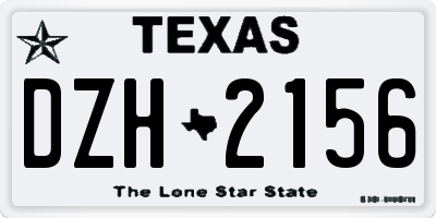 TX license plate DZH2156
