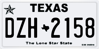 TX license plate DZH2158