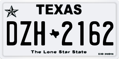TX license plate DZH2162
