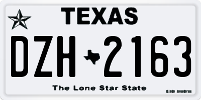 TX license plate DZH2163