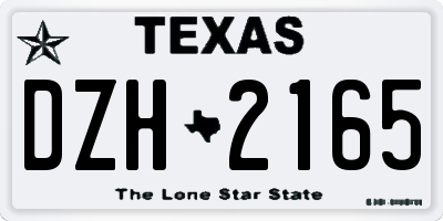 TX license plate DZH2165