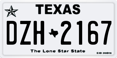 TX license plate DZH2167