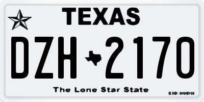 TX license plate DZH2170
