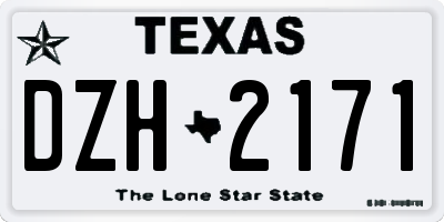 TX license plate DZH2171