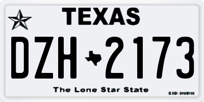 TX license plate DZH2173