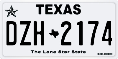TX license plate DZH2174