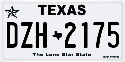 TX license plate DZH2175