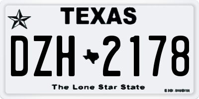 TX license plate DZH2178