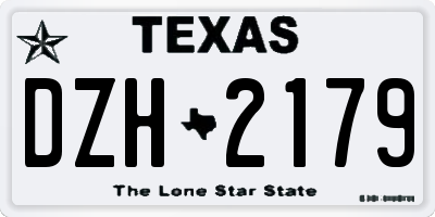 TX license plate DZH2179