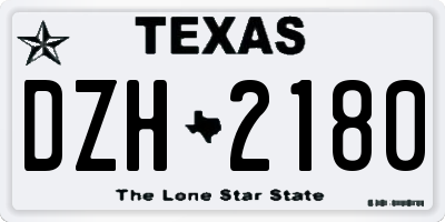 TX license plate DZH2180