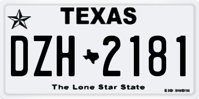 TX license plate DZH2181