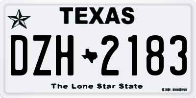 TX license plate DZH2183