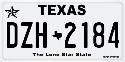 TX license plate DZH2184
