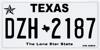 TX license plate DZH2187