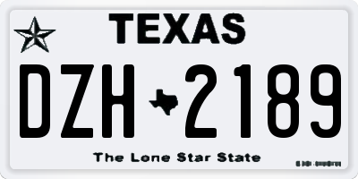 TX license plate DZH2189