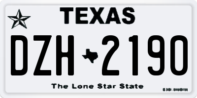 TX license plate DZH2190
