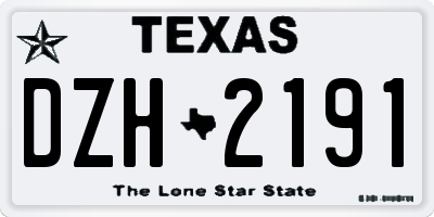 TX license plate DZH2191