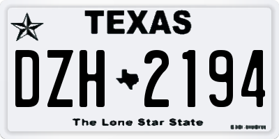 TX license plate DZH2194