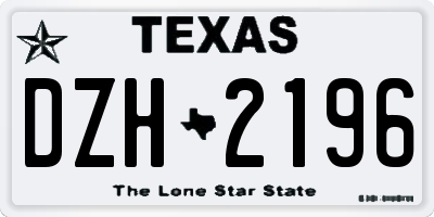 TX license plate DZH2196