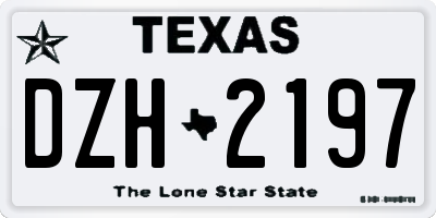 TX license plate DZH2197