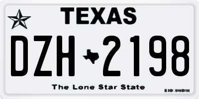 TX license plate DZH2198