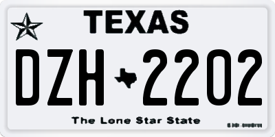 TX license plate DZH2202