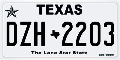TX license plate DZH2203