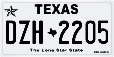 TX license plate DZH2205