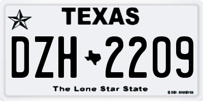 TX license plate DZH2209