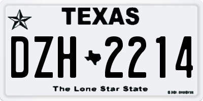 TX license plate DZH2214