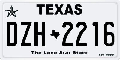TX license plate DZH2216