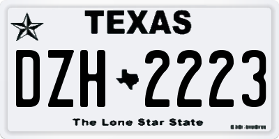 TX license plate DZH2223