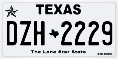 TX license plate DZH2229