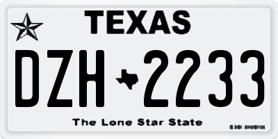 TX license plate DZH2233