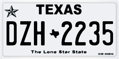 TX license plate DZH2235