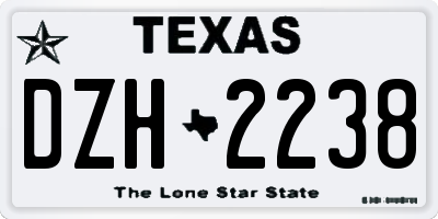 TX license plate DZH2238