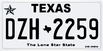TX license plate DZH2259