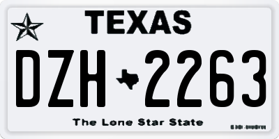 TX license plate DZH2263