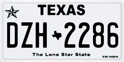 TX license plate DZH2286
