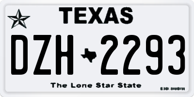 TX license plate DZH2293