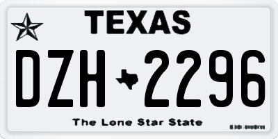 TX license plate DZH2296