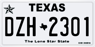 TX license plate DZH2301