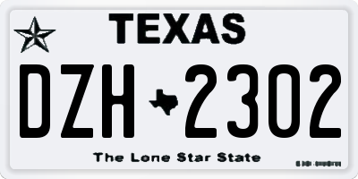 TX license plate DZH2302