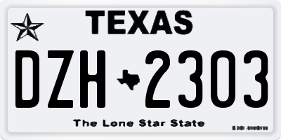 TX license plate DZH2303