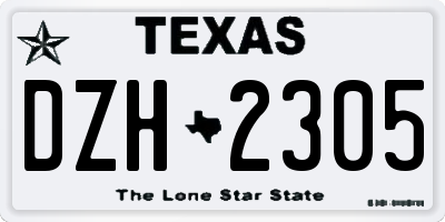 TX license plate DZH2305
