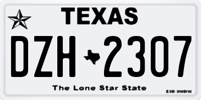 TX license plate DZH2307
