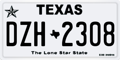 TX license plate DZH2308