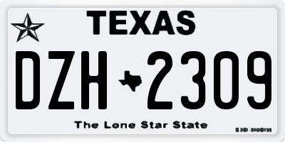 TX license plate DZH2309
