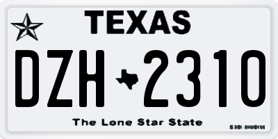 TX license plate DZH2310