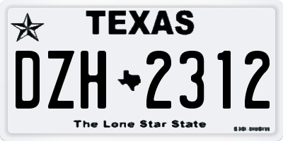 TX license plate DZH2312